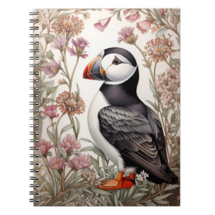 Eleganter Papageientaucher William Morris inspirie Notizblock