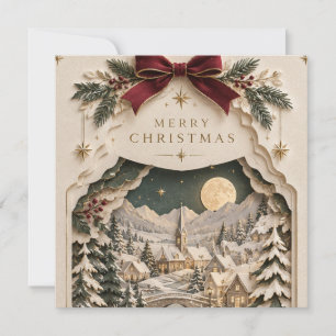 Eleganter Papercut-Christmas, geschichteter Winter Dankeskarte