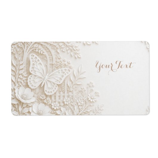 Eleganter Papercut Schmetterling mit Blumenrahmen (Vorne)