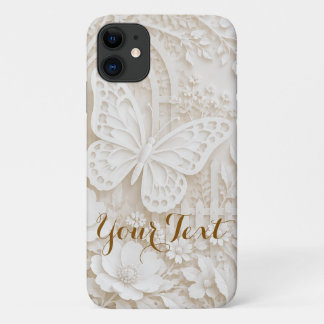 Eleganter Papercut Schmetterling mit Blumenrahmen Case-Mate iPhone Hülle