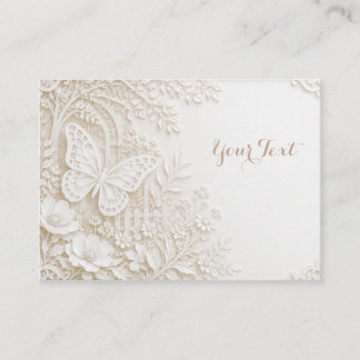Eleganter Papercut Schmetterling mit Blumenrahmen Platzkarte