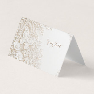 Eleganter Papercut Schmetterling mit Blumenrahmen Visitenkarten