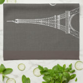 Eleganter Paris-Eiffelturm-dunkelgrauer Geschirrtuch (Gefaltet)