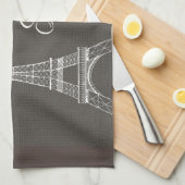 Eleganter Paris-Eiffelturm-dunkelgrauer Geschirrtuch (Viertel Falte)
