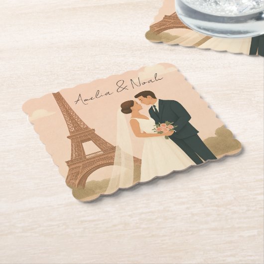 Eleganter Pariser Hochzeitspapier-Untersetzer – Ei Untersetzer (angewinkelt)