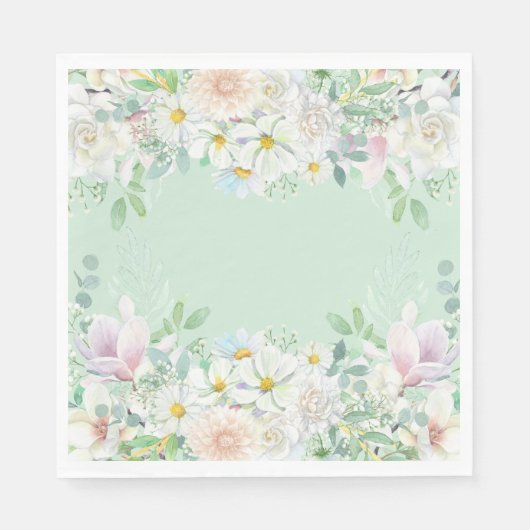 Eleganter Park Grüne Pastel Blumengarten Geburtsta Serviette (Vorderseite)