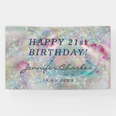 Eleganter Pastel Alcohol Ink Holographic Glitzer Banner (Horizontal)