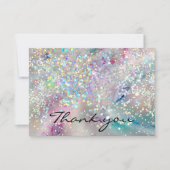 Eleganter Pastel Alcohol Ink Holographic Glitzer Dankeskarte (Vorderseite)