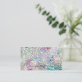 Eleganter Pastel Alcohol Ink Holographic Glitzer Visitenkarte (Stehend Vorderseite)