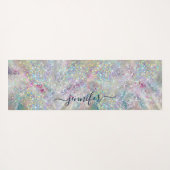 Eleganter Pastel Alcohol Ink Holographic Glitzer Yogamatte (Rückseite (Horizontal))
