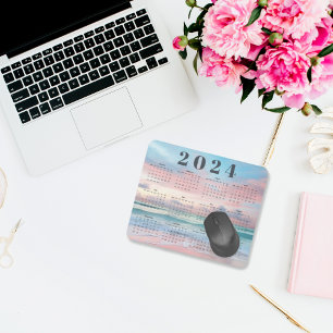 Eleganter Pastel Beach Sunset 2024 Jahreskalender Mousepad
