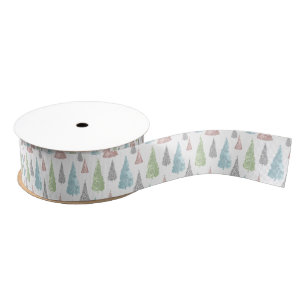 Eleganter Pastel Glitzer Bäume Weihnachtskorn Ripsband