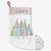 Eleganter Pastel Glitzer Weihnachtsbaum Strumpf Kleiner Weihnachtsstrumpf (Vorderseite)