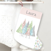 Eleganter Pastel Glitzer Weihnachtsbaum Strumpf