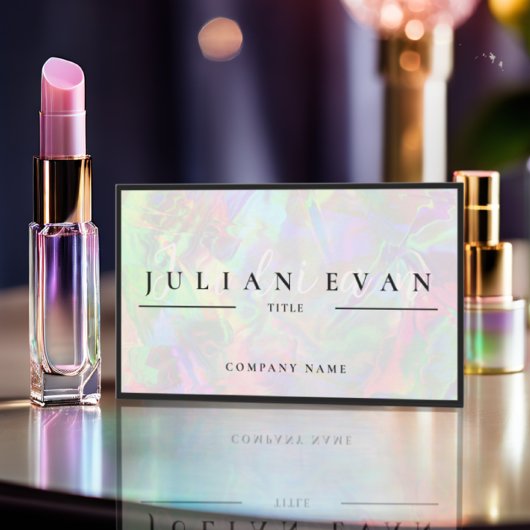Eleganter Pastel Holographic Beauty Salon Visitenkarte