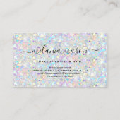 Eleganter Pastel Holographic Glitzer Makeup Artist Visitenkarte (Rückseite)