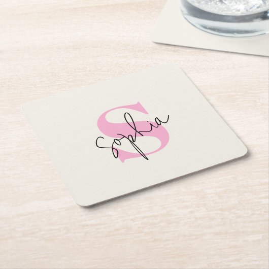 Eleganter Pastel Monogram Paper Untersetzer (angewinkelt)