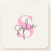 Eleganter Pastel Monogram Paper Untersetzer (Vorderseite)