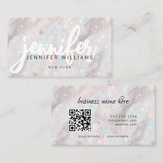 Eleganter Pastel Opal Stone Custom QR Code Eindeut Visitenkarte (Vorne/Hinten)