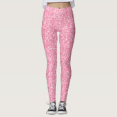 Eleganter Pastel Pink Glitzer Print Leggings (Vorderseite)
