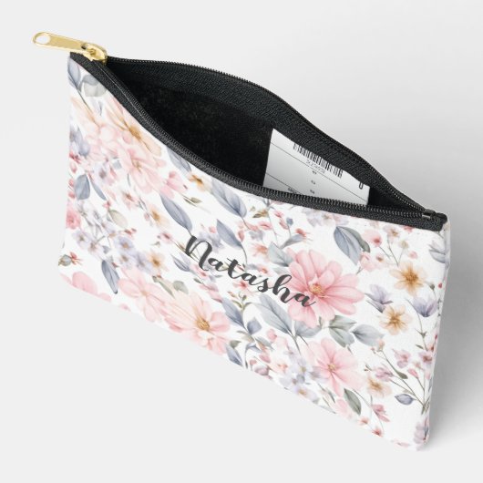 Eleganter Pastell-Blume Weich floraler Pouch Zubehörtasche (Offen)