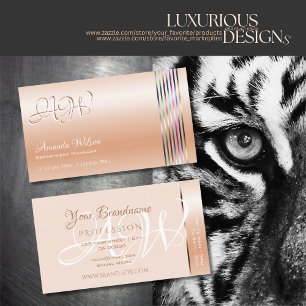 Eleganter Pastell Coral Shimmer Effekt mit Monogra Visitenkarte