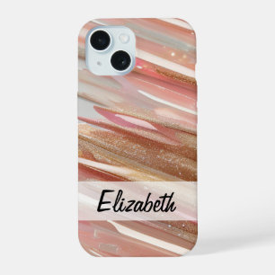 Eleganter Pastell-Glitter Rosa Blau Gold Silber  iPhone 15 Hülle
