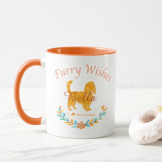 Eleganter Pastell-Orange Cavalier | Maßgeschneider Tasse (Mit Donut)