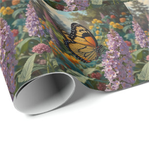 Eleganter Pastell-Wildblumengarten mit Schmetterli Geschenkpapier