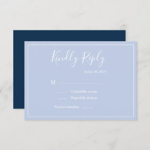 Eleganter pastellblau, modern weiß Hochzeit rsvp Einladung