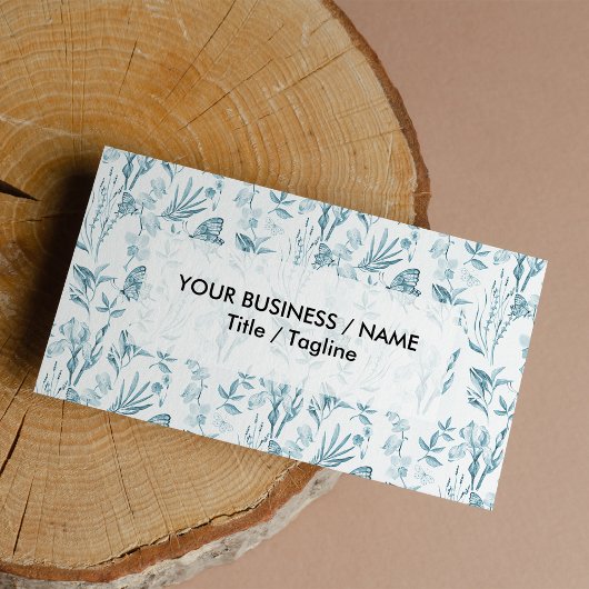 Eleganter pastellblauer Vintager Schmetterling Visitenkarte
