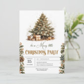 Eleganter Pastellgrün und Imitate Goldurlaub Einladung (Stehend Vorderseite)