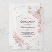 Eleganter Pastellrosa Blumenrahmen Extravagant Einladung (Vorderseite)