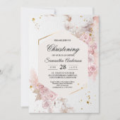 Eleganter Pastellrosa Blumenrahmen Extravagant Einladung (Vorderseite)