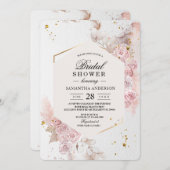 Eleganter Pastellrosa Blumenrahmen Extravagant Einladung (Vorne/Hinten)