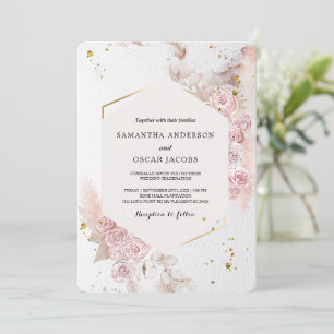 Eleganter Pastellrosa Blumenrahmen Extravagant Einladung