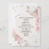 Eleganter Pastellrosa Blumenrahmen Extravagant Einladung (Vorderseite)