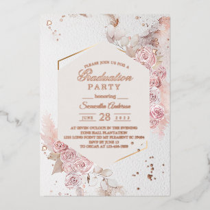 Eleganter pastellrosa Blumenrahmen fancy Roségold Folieneinladung