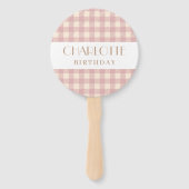 Eleganter Pastellrosa Gingham kariert geprüft Fächer (Vorderseite)