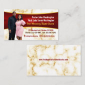 Eleganter Pastor und First Lady Marble Foto Church Visitenkarte (Vorne/Hinten)