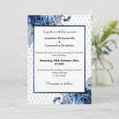 ELEGANTER PATTERN BOUQUET FLORAL NAVY WEDD EINLADUNG (Stehend Vorderseite)