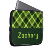 Eleganter Pea Green Kariert Monogram Laptop Sleeve (Vorne Rechts)