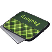 Eleganter Pea Green Kariert Monogram Laptop Sleeve (Vorne Knopf)