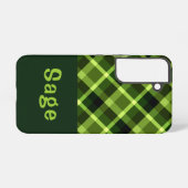 Eleganter Pea Green Kariert Monogram Phone Case Samsung Galaxy Hülle (Rückseite (Horizontal))