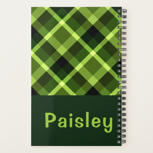 Eleganter Pea Green Kariert Monogram Small Planner Planer (Rückseite)