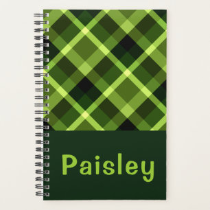 Eleganter Pea Green Kariert Monogram Small Planner Planer
