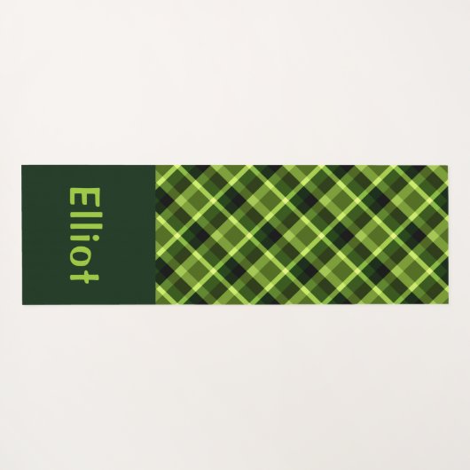 Eleganter Pea Green Kariert Monogram Yoga Mat Yogamatte (Rückseite (Horizontal))