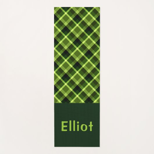 Eleganter Pea Green Kariert Monogram Yoga Mat Yogamatte (Vorderseite)