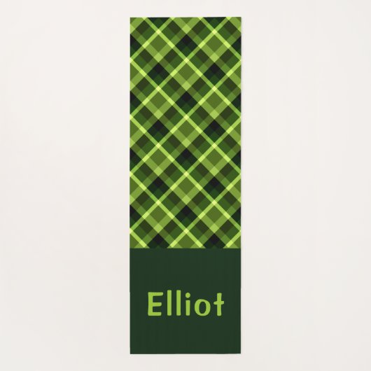 Eleganter Pea Green Kariert Monogram Yoga Mat Yogamatte (Rückseite)
