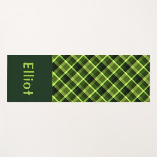 Eleganter Pea Green Kariert Monogram Yoga Mat Yogamatte (Vorderseite (Horizontal))